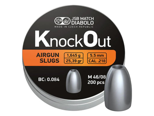 JSB KNOCKOUT (KO) SLUGS 25.39GR, .218 - 200's - NeonSales {{ shop.shopifyCountryName }}