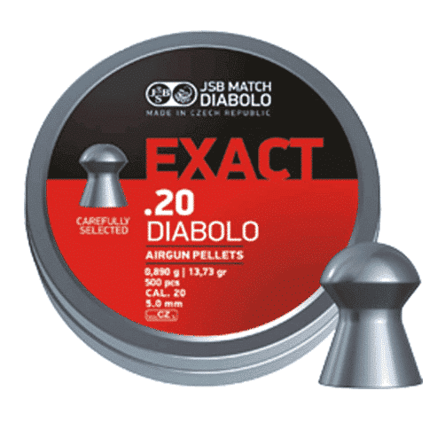 JSB Match Diabolo Exact .20 pellets - tin and pellet view