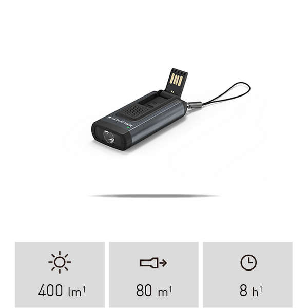 Ledlenser K6R Safety 4GB Grey USB and alarm detail