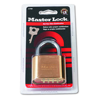 Master Lock 175D combination padlock retail packaging with reset tool