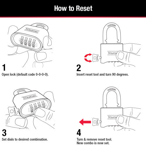Master Lock 175D resettable combination padlock combination-setting guide
