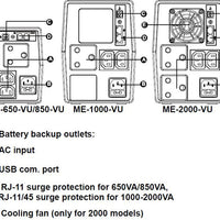 Mecer ME-1000-VU rear panel connection diagram
