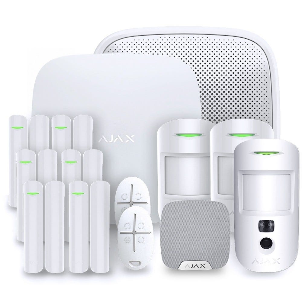 Ajax Hub 2 Plus alarm kit - representative white system bundle