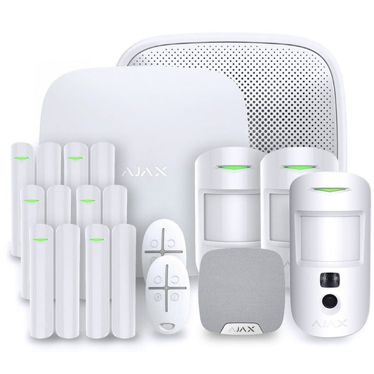 Ajax Hub 2 Plus alarm kit - representative white system bundle