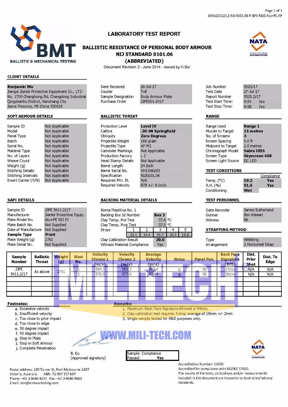 MILITECH ESAPI NIJ LV. IV COMPOSITE PLATE, 300X250 - NeonSales South Africa