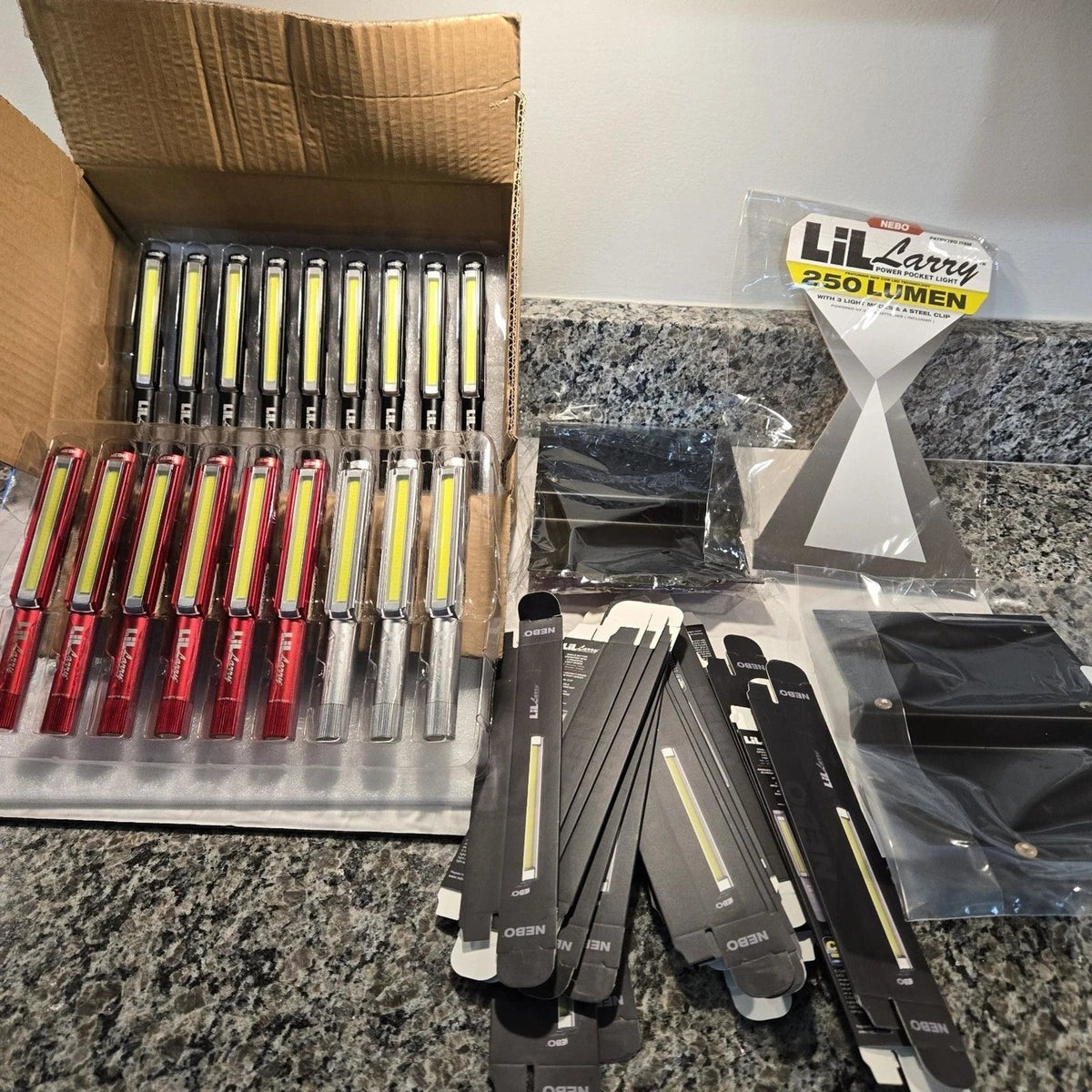 NEBO LiL Larry 18 piece display pack contents