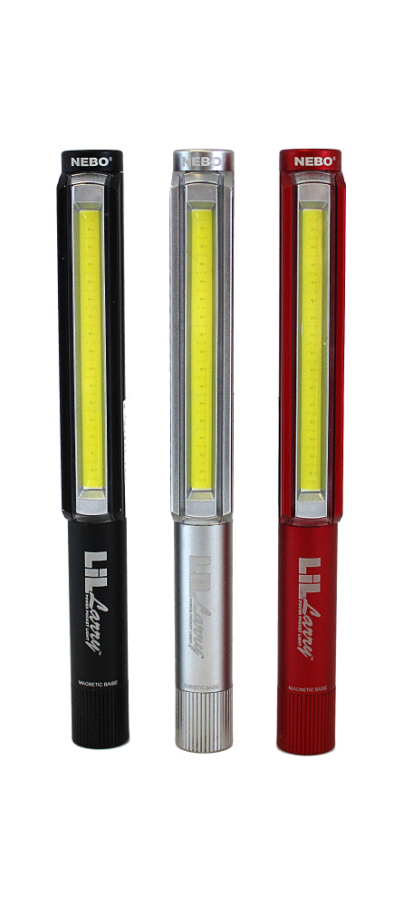 NEBO LiL Larry work lights in black silver and red