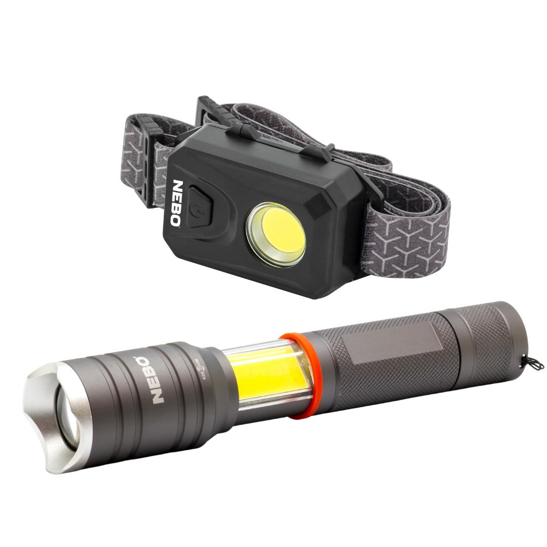 NEBO TAC SLYDE flashlight and 150 lumen headlamp
