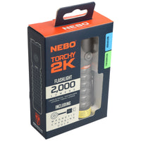 NEBO Torchy 2K 2000 lumen rechargeable flashlight retail packaging
