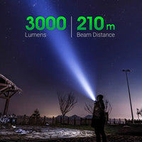 NEXTORCH E52C 3000 lumen 210 metre beam illustration