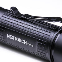 NEXTORCH TA30 V2.0 tactical flashlight body and pocket clip detail