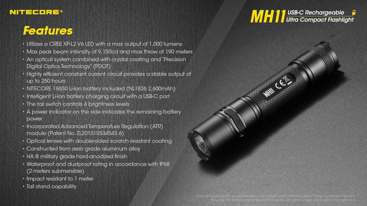 NITECORE MH11 1000 LM FLASHLIGHT, 18650 2600 MAH - NeonSales South Africa