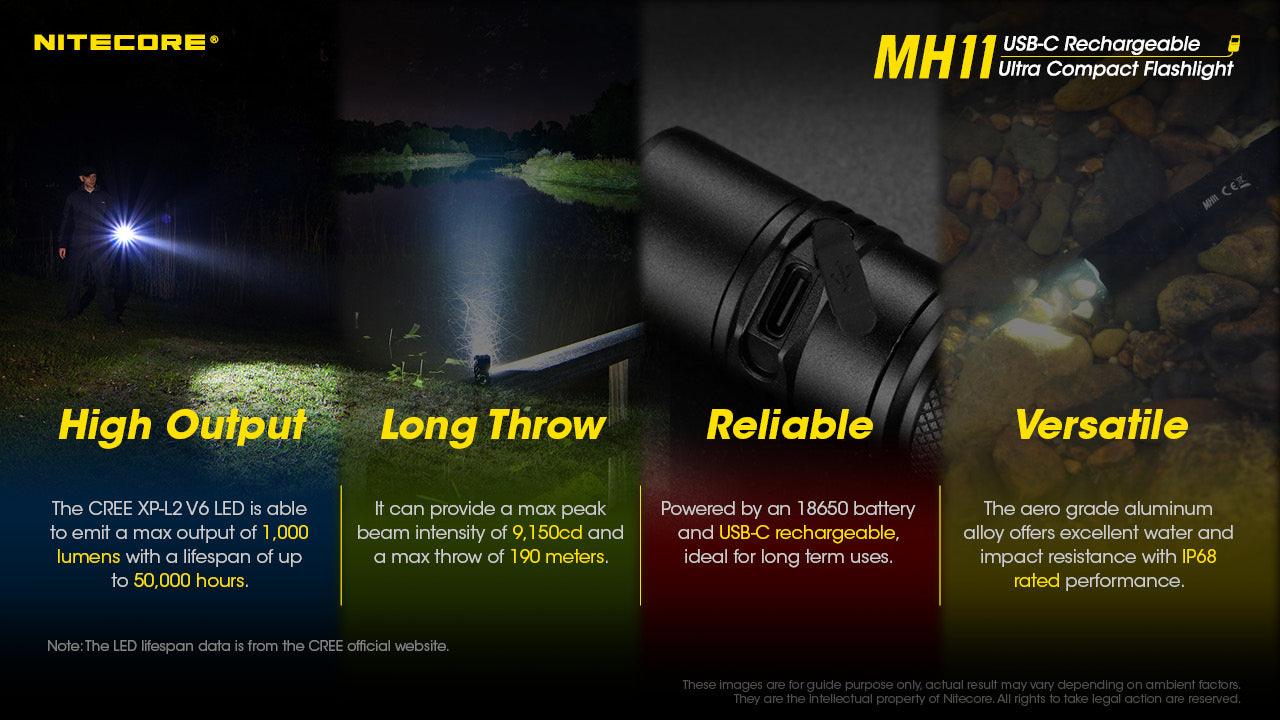 NITECORE MH11 1000 LM FLASHLIGHT, 18650 2600 MAH - NeonSales South Africa