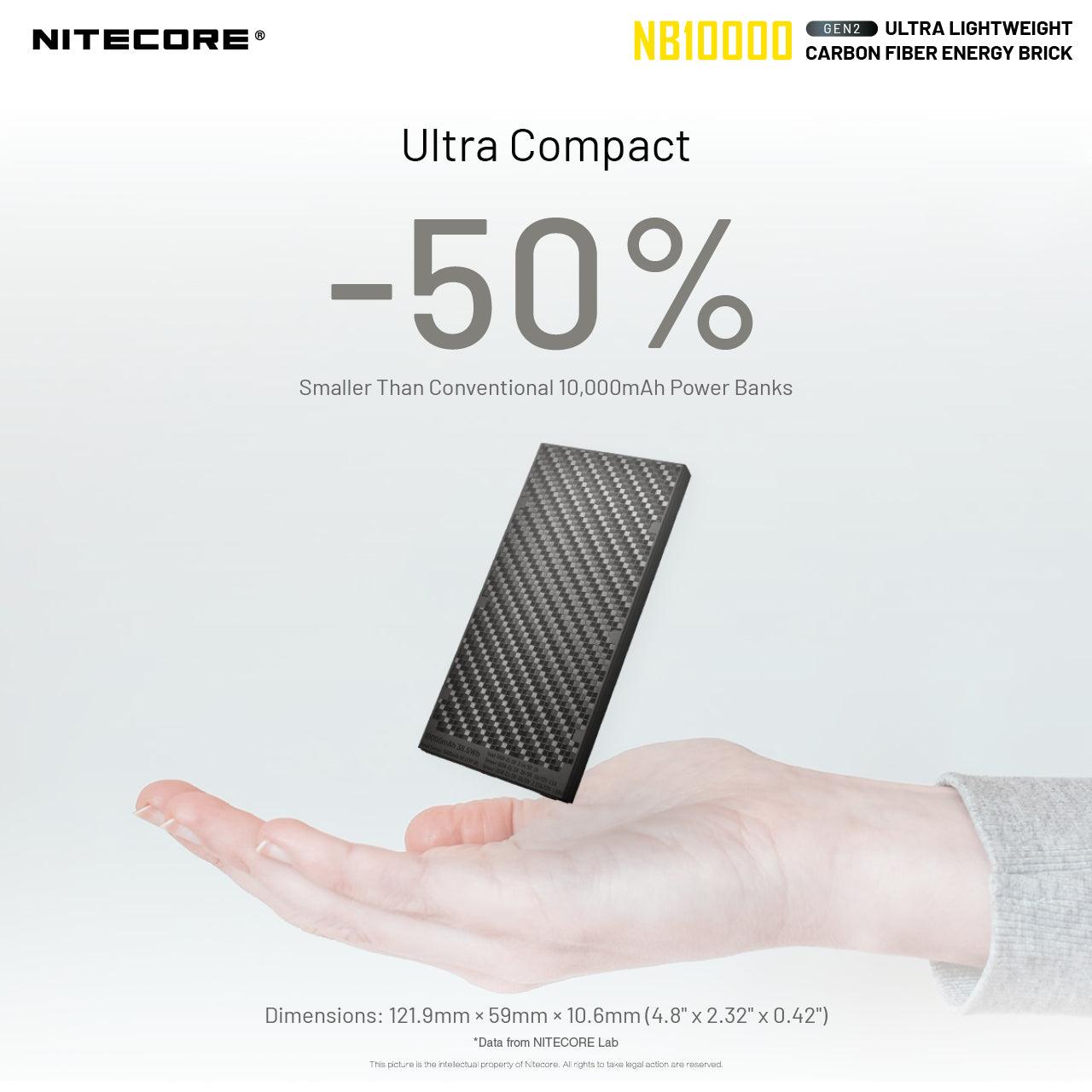 NITECORE NB1000 CARBON FIBRE 10,000 MAH POWERBANK - NeonSales {{ shop.shopifyCountryName }}