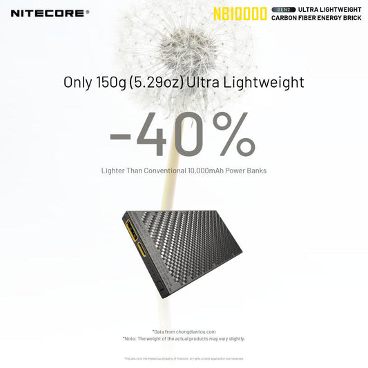 NITECORE NB1000 CARBON FIBRE 10,000 MAH POWERBANK - NeonSales {{ shop.shopifyCountryName }}