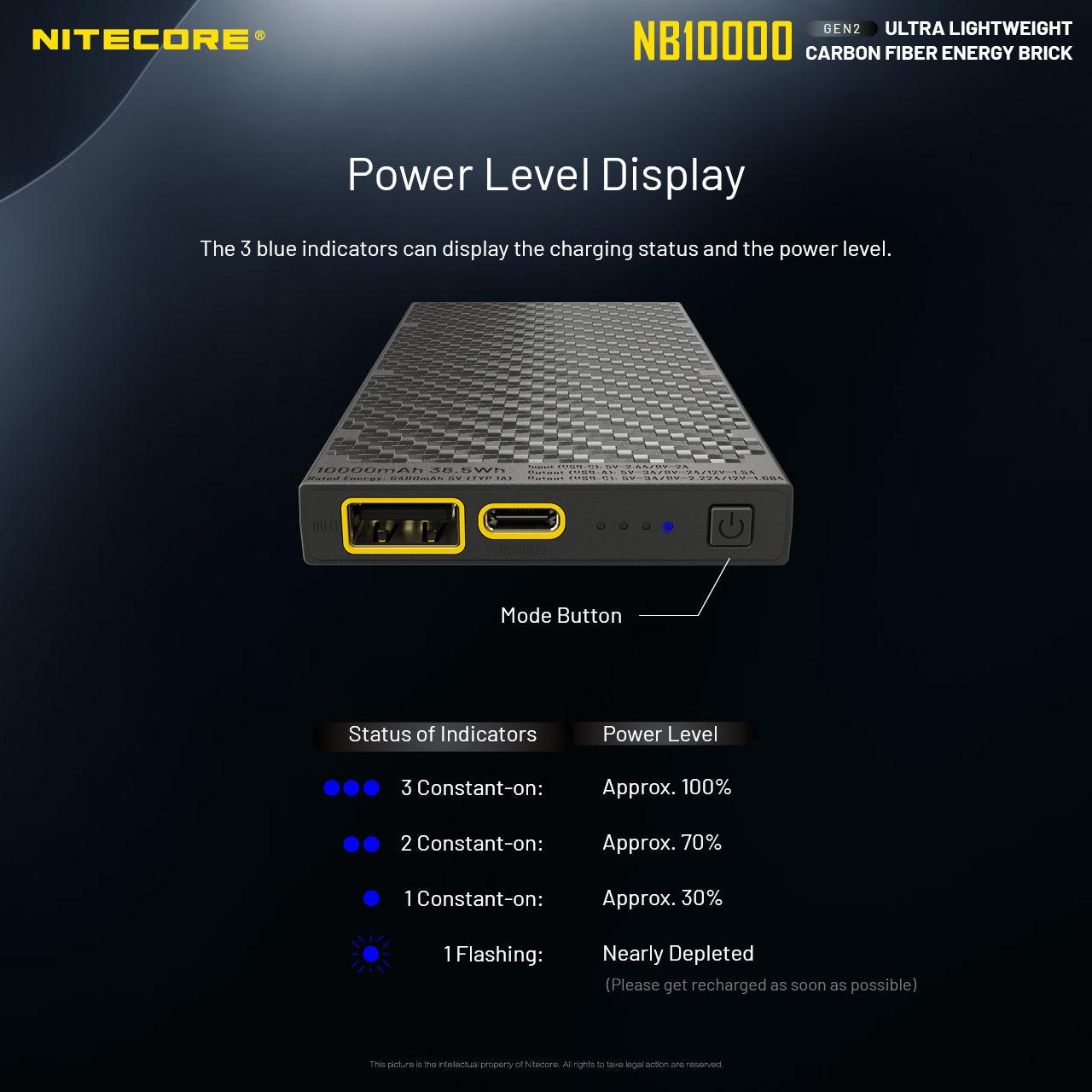 NITECORE NB1000 CARBON FIBRE 10,000 MAH POWERBANK - NeonSales {{ shop.shopifyCountryName }}