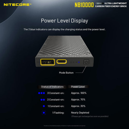 NITECORE NB1000 CARBON FIBRE 10,000 MAH POWERBANK - NeonSales {{ shop.shopifyCountryName }}