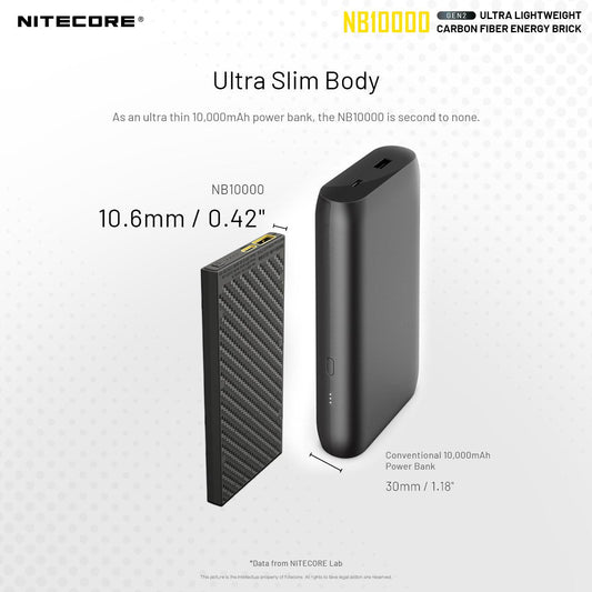 NITECORE NB1000 CARBON FIBRE 10,000 MAH POWERBANK - NeonSales {{ shop.shopifyCountryName }}