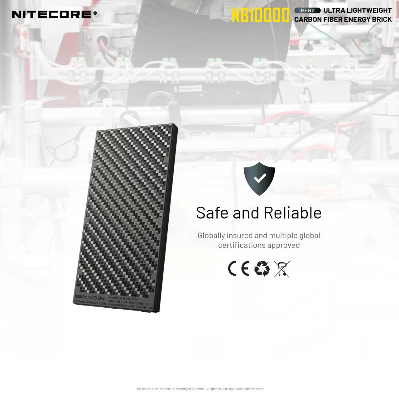 NITECORE NB1000 CARBON FIBRE 10,000 MAH POWERBANK - NeonSales South Africa