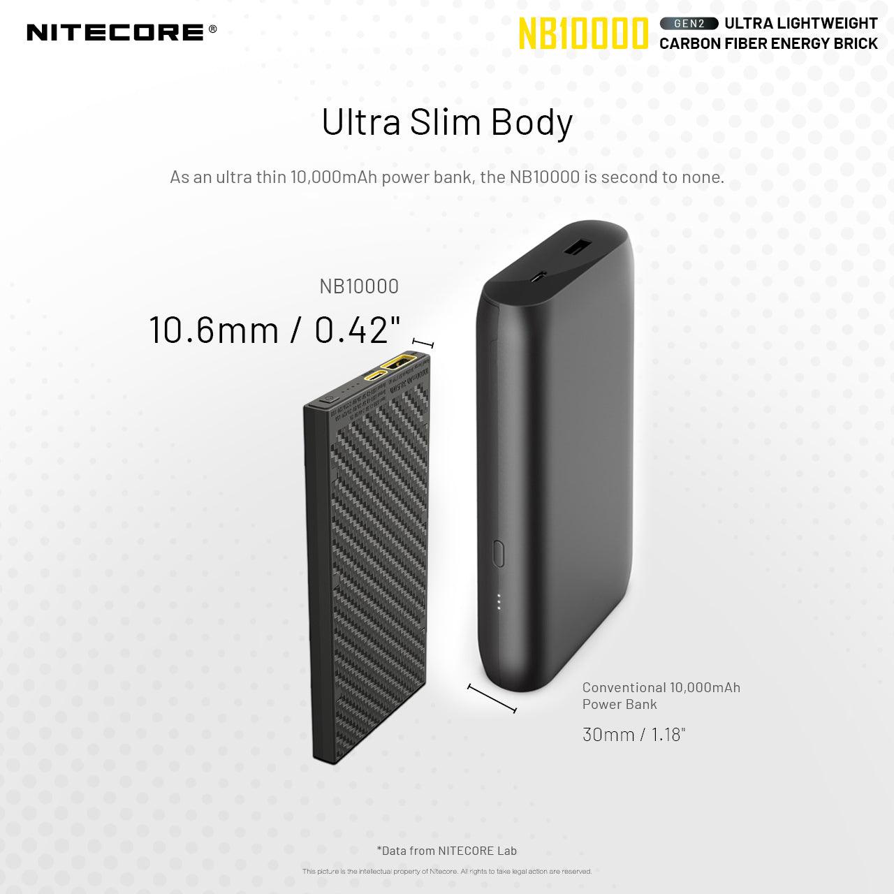 NITECORE NB1000 CARBON FIBRE 10,000 MAH POWERBANK - NeonSales South Africa