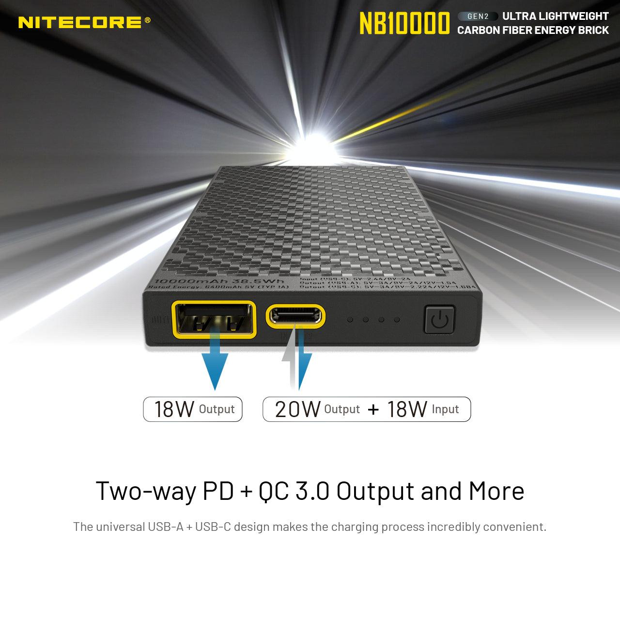 NITECORE NB1000 CARBON FIBRE 10,000 MAH POWERBANK - NeonSales South Africa