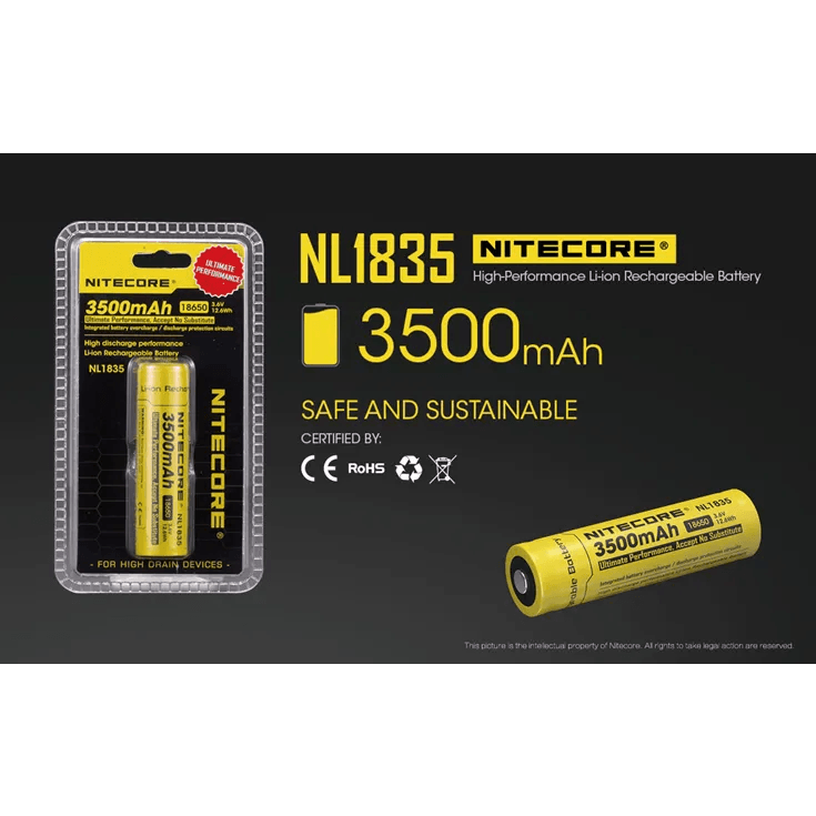 NITECORE NL1835 - 18650 LI-ION BATTERY, 3500MAH - NeonSales {{ shop.shopifyCountryName }}