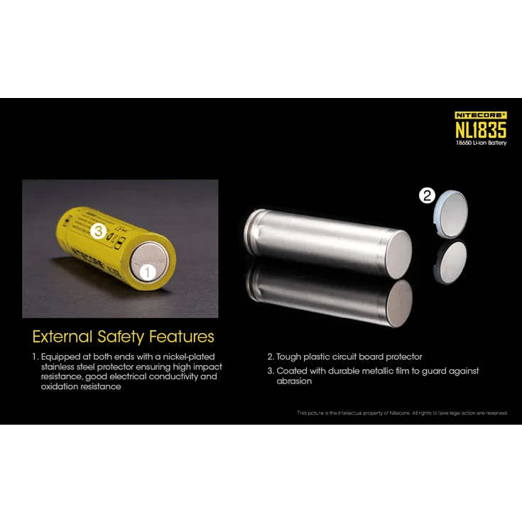 NITECORE NL1835 - 18650 LI-ION BATTERY, 3500MAH - NeonSales {{ shop.shopifyCountryName }}