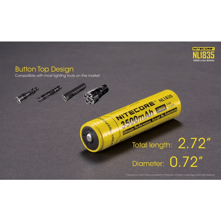 NITECORE NL1835 - 18650 LI-ION BATTERY, 3500MAH - NeonSales {{ shop.shopifyCountryName }}