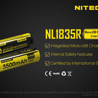 NITECORE NL1835R RECHARGE 3.7V BATTERY 3500MAH USB - NeonSales {{ shop.shopifyCountryName }}