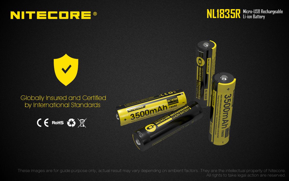NITECORE NL1835R RECHARGE 3.7V BATTERY 3500MAH USB - NeonSales {{ shop.shopifyCountryName }}