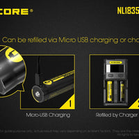 NITECORE NL1835R RECHARGE 3.7V BATTERY 3500MAH USB - NeonSales {{ shop.shopifyCountryName }}