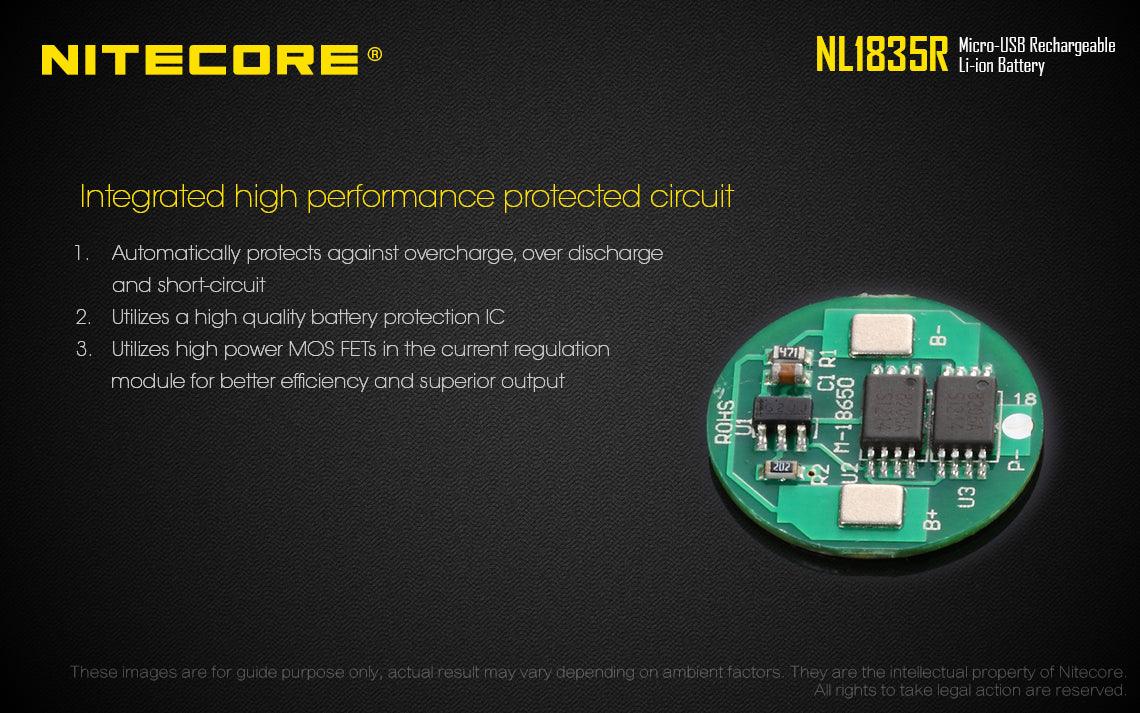 NITECORE NL1835R RECHARGE 3.7V BATTERY 3500MAH USB - NeonSales {{ shop.shopifyCountryName }}