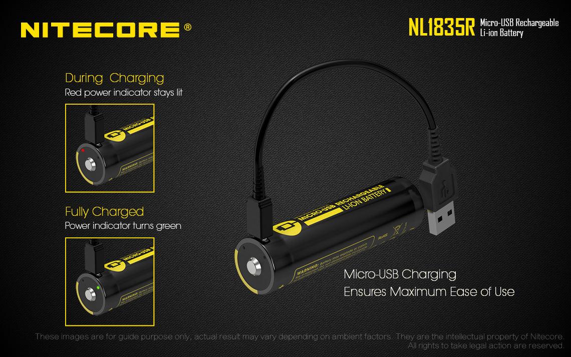 NITECORE NL1835R RECHARGE 3.7V BATTERY 3500MAH USB - NeonSales {{ shop.shopifyCountryName }}