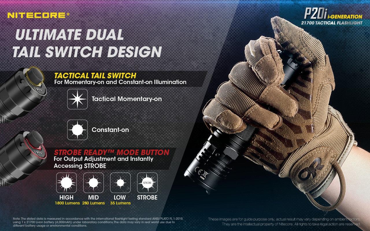 NITECORE P20i - 1800 LUMEN TACTICAL FLASHLIGHT - NeonSales {{ shop.shopifyCountryName }}