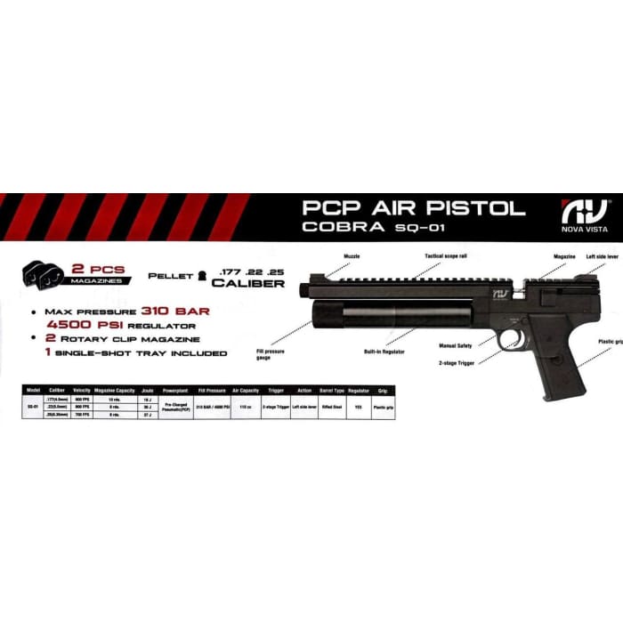 NOVA VISTA SQ-01 COBRA PISTOL BLK GRIP REGULATED - NeonSales {{ shop.shopifyCountryName }}