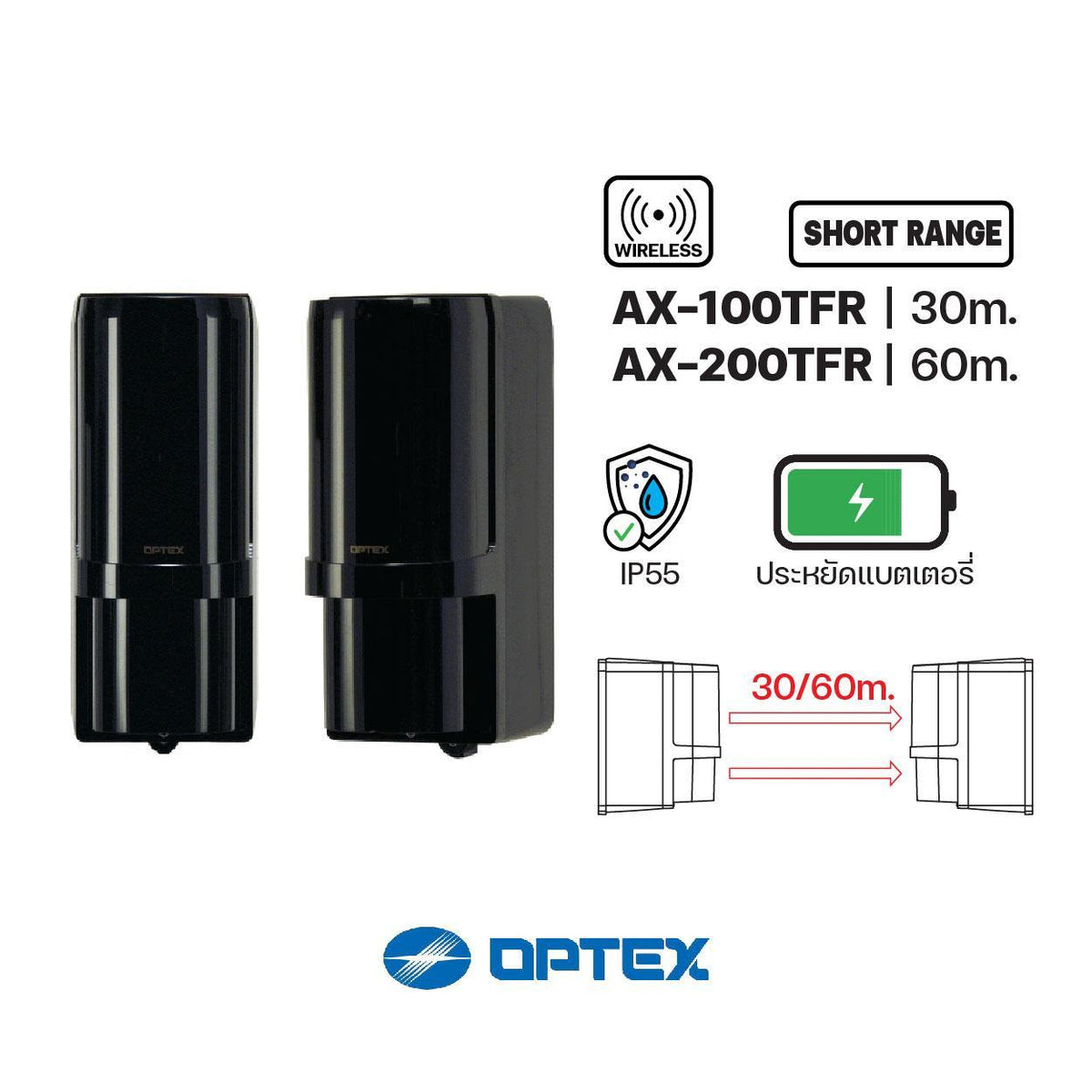 OPTEX BEAM AX100 - 30M WIRELESS 4 CHANNEL