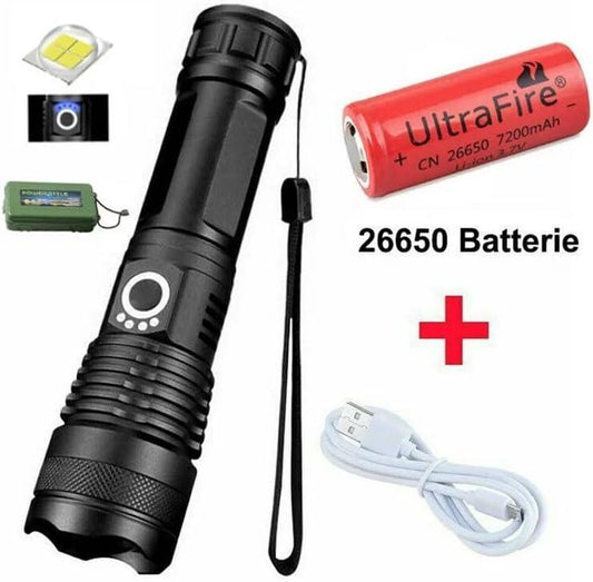P50 FLASHLIGHT (26650 BATTERY) USB RECHARGEABLE - NeonSales {{ shop.shopifyCountryName }}