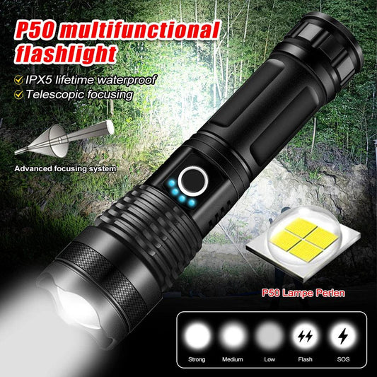 P50 FLASHLIGHT (26650 BATTERY) USB RECHARGEABLE - NeonSales {{ shop.shopifyCountryName }}