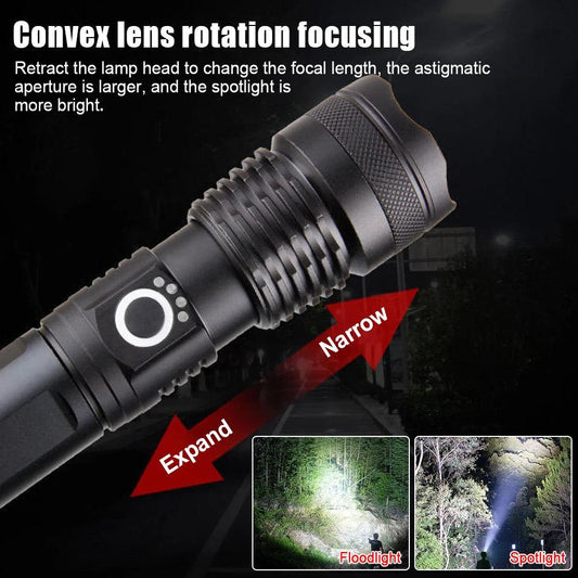 P50 FLASHLIGHT (26650 BATTERY) USB RECHARGEABLE - NeonSales {{ shop.shopifyCountryName }}