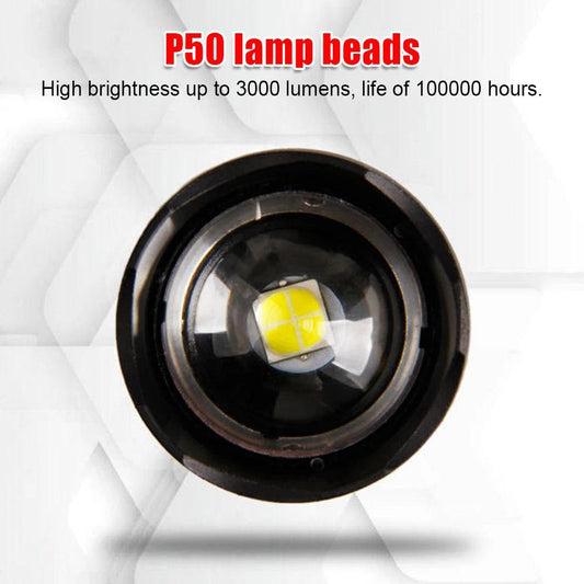 P50 FLASHLIGHT (26650 BATTERY) USB RECHARGEABLE - NeonSales {{ shop.shopifyCountryName }}