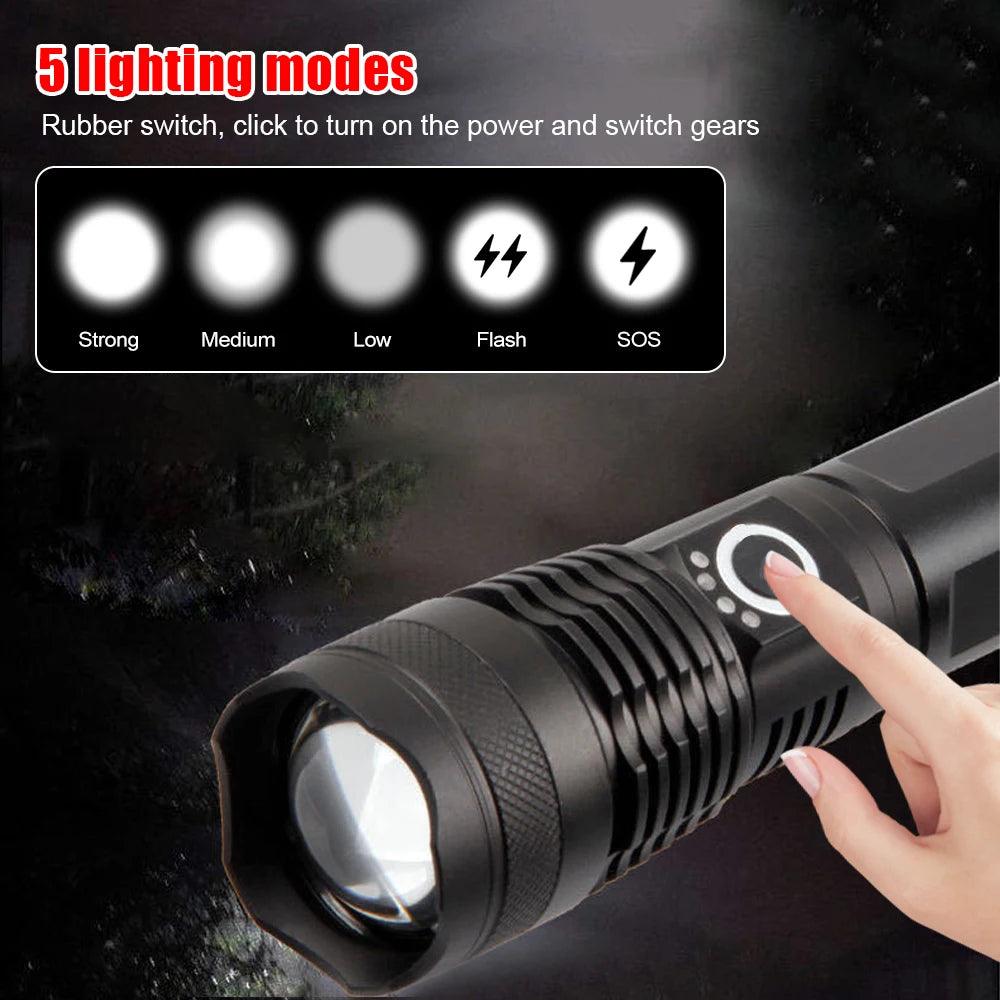 P50 FLASHLIGHT (26650 BATTERY) USB RECHARGEABLE - NeonSales South Africa