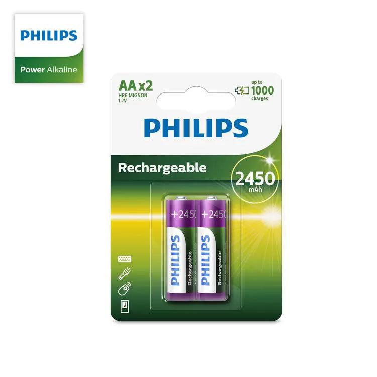 PHILIPS RECHARGEABLE AA BATTERY 2'S NIMH - 2450MAH - NeonSales {{ shop.shopifyCountryName }}