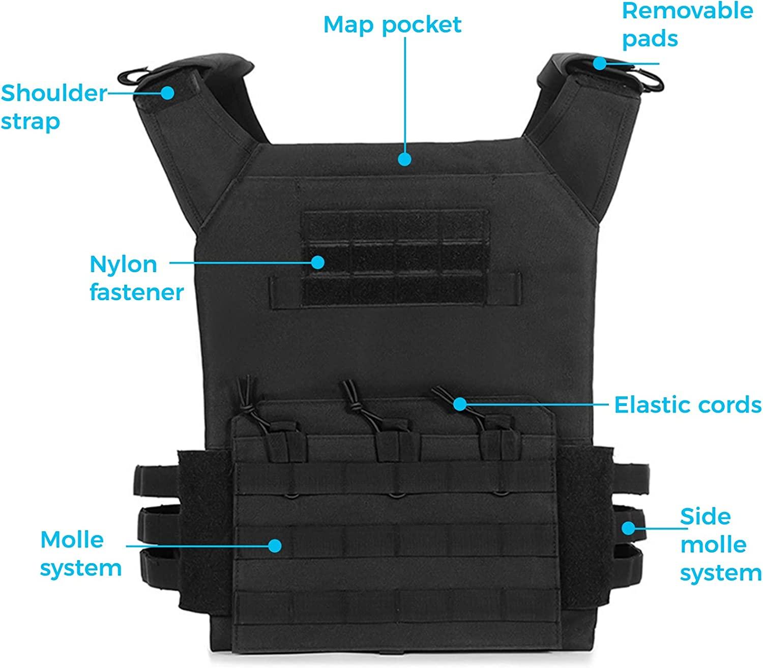 PLATE CARRIER VEST W/ FOAM INSERTS - BLACK - NeonSales South Africa