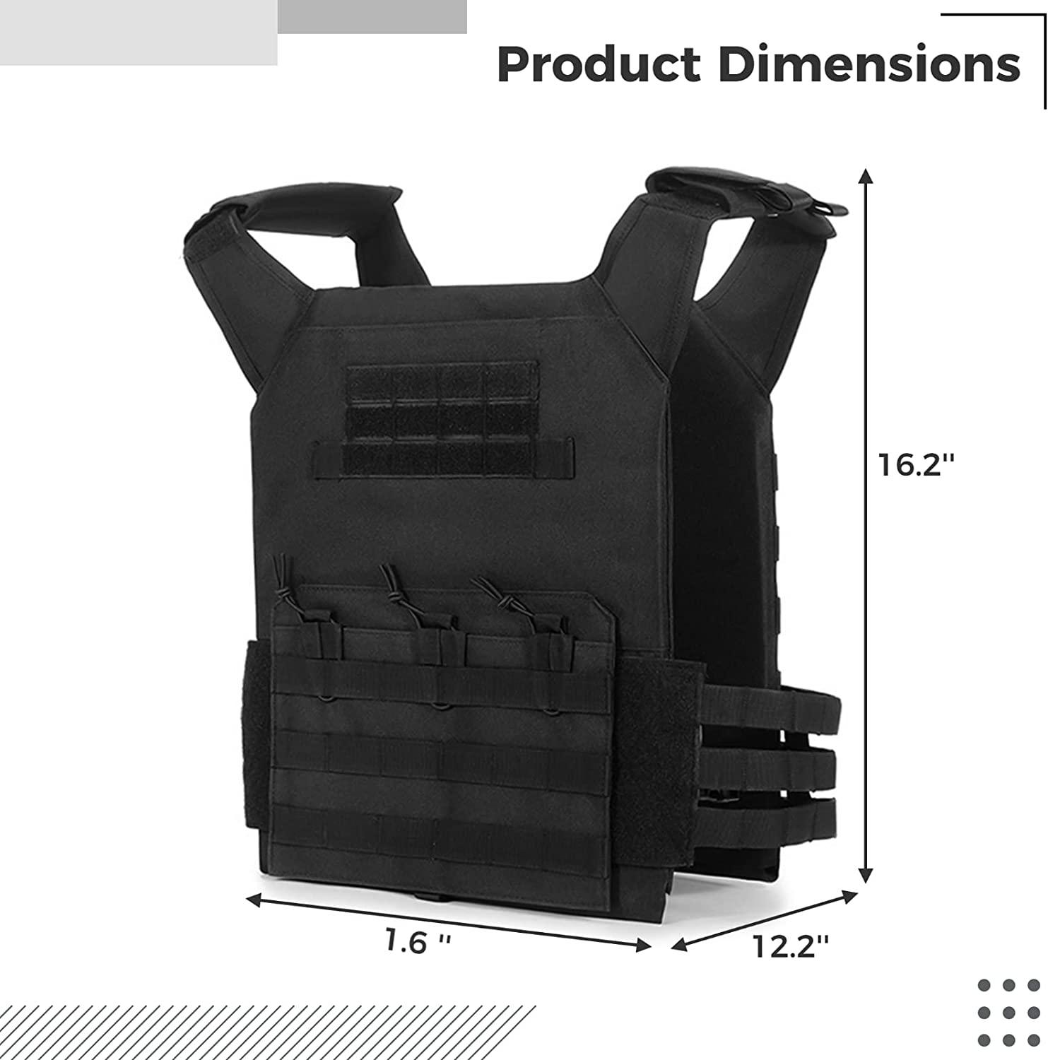 PLATE CARRIER VEST W/ FOAM INSERTS - BLACK - NeonSales South Africa