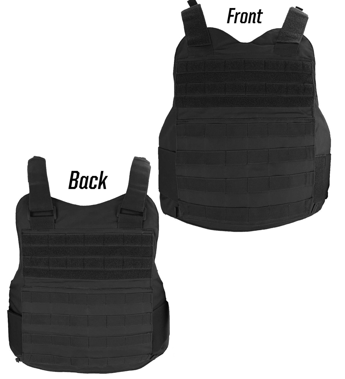 Black tactical carrier front and back view