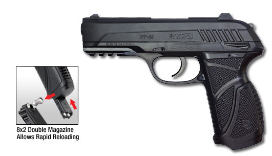 GAMO PT85 TACTICAL CO2 GAS PISTOL DUAL AMMO