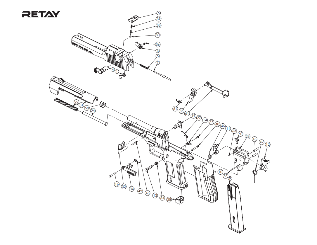 RETAY DESERT EAGLE BLANK GUN - BLACK - NeonSales South Africa