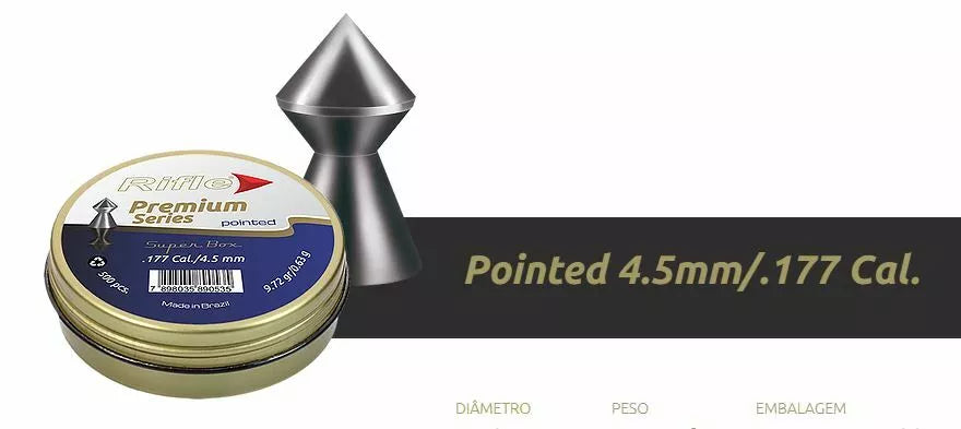 RIFLE PREMIUM POINTED PELLETS (9.72GR) .177- 500's - NeonSales {{ shop.shopifyCountryName }}