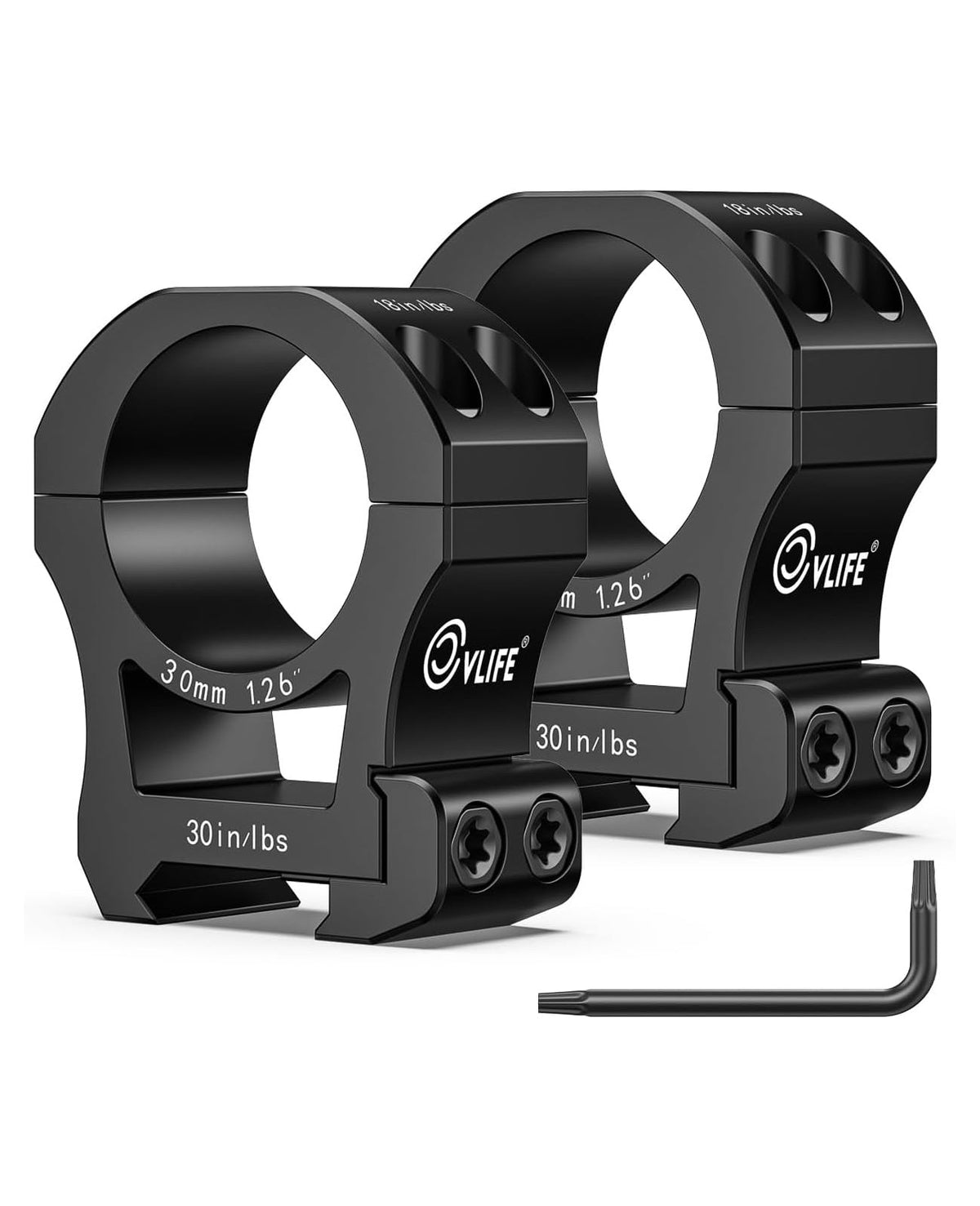 30MM PICATINNY HIGH MOUNT RING SET - 2 PCE