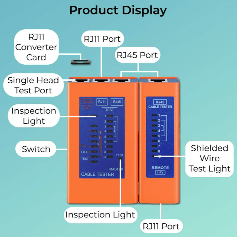 RJ11/RJ45 NETWORK CABLE & POE TESTER - NeonSales {{ shop.shopifyCountryName }}